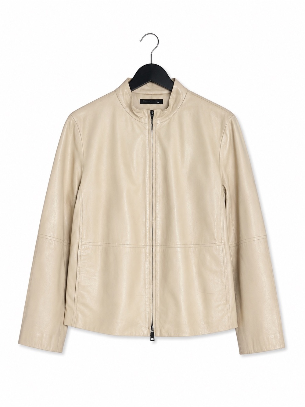 Donna Karan Lambskin Leather Jacket Women’s Size 10 Beige Zip Soft Luxe